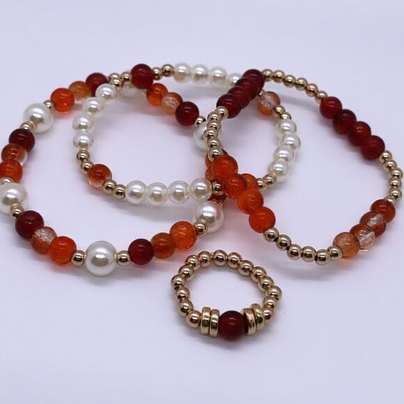 Wool + Pepper Co. Red & Gold Matching Jewelry Set - Picture 2 of 4